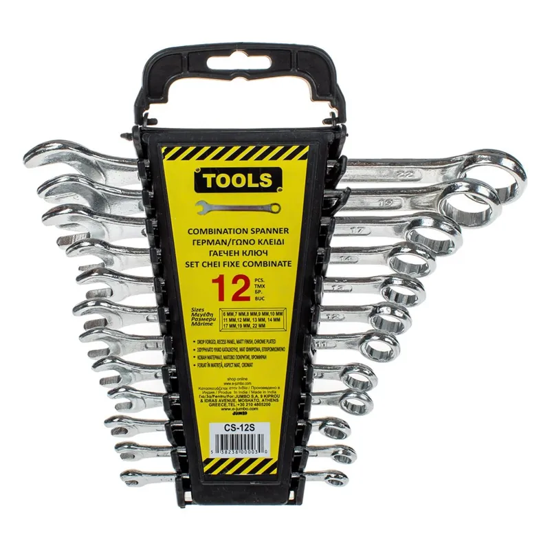 Set Chei Fixe/Combinate 6-22 mm, 12 bucăți, Argintiu