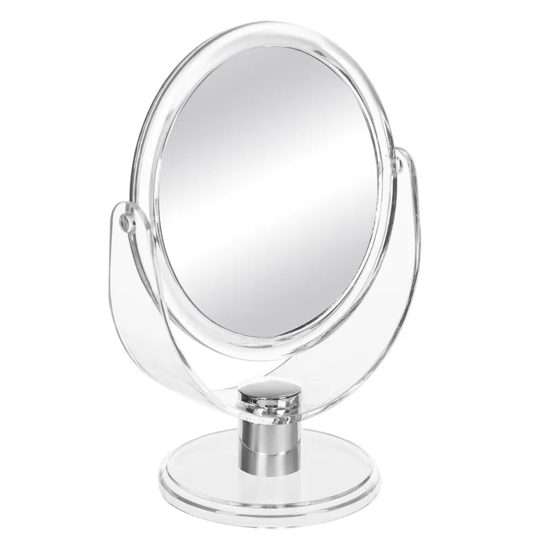 Oglindă rotundă cosmetică cu bază transparentă și mărire x2