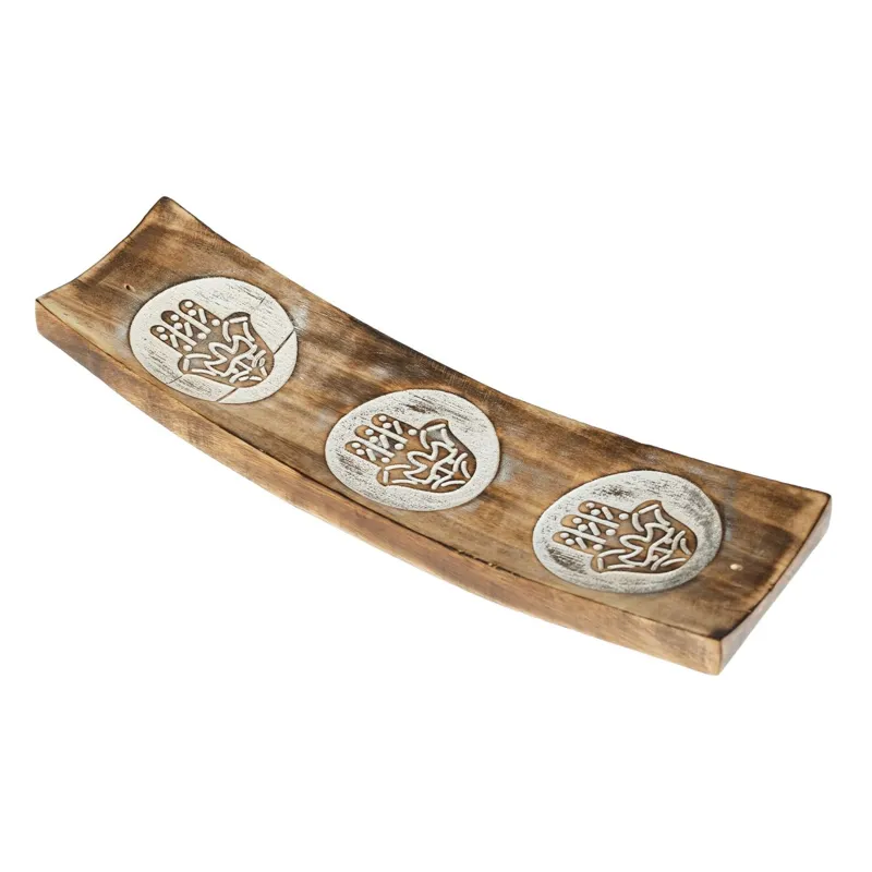 Suport din Lemn pentru Betisoare Parfumate Model Mana 28.5x7.5x1.6cm