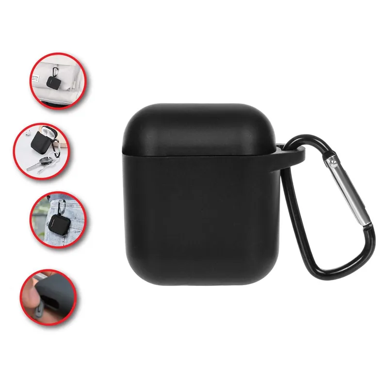 Husă pentru căști cu carabină metalică, neagră, silicon