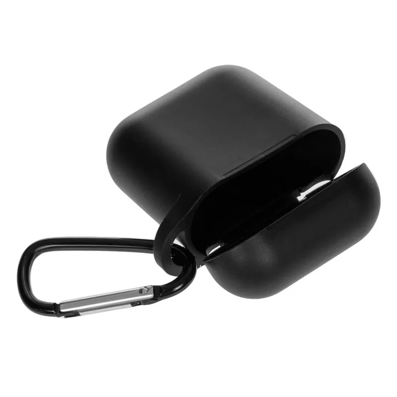 Husă pentru căști cu carabină metalică, neagră, silicon – poza 3