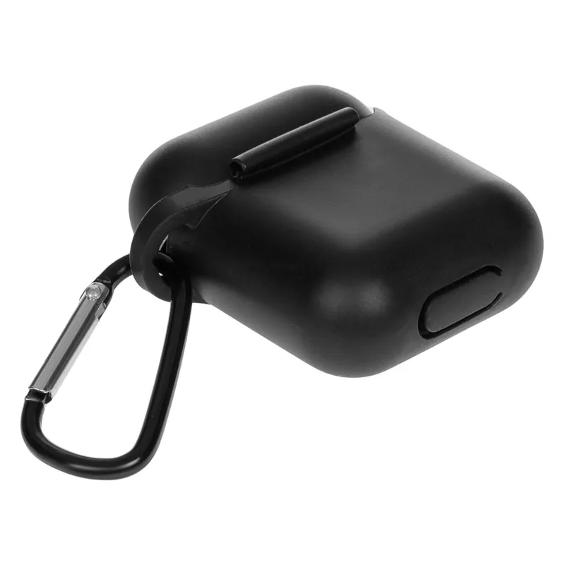 Husă pentru căști cu carabină metalică, neagră, silicon – poza 4