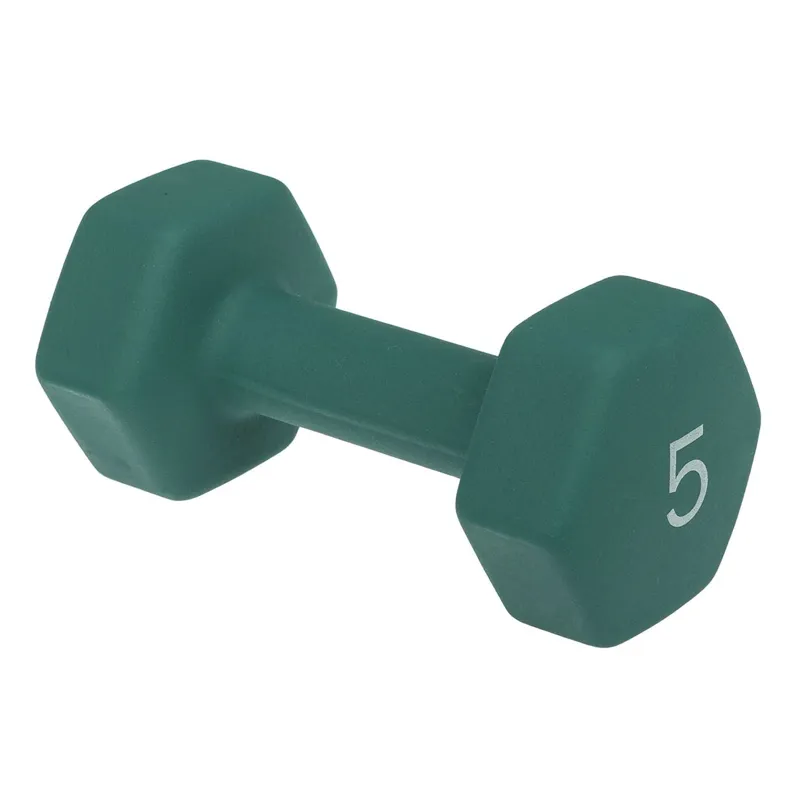 Gantera neopren hexagonala, 5 kg, verde pastel – poza 2