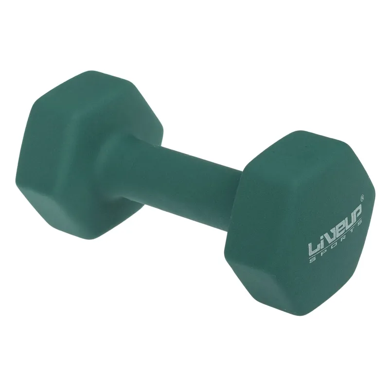 Gantera neopren hexagonala, 5 kg, verde pastel – poza 3