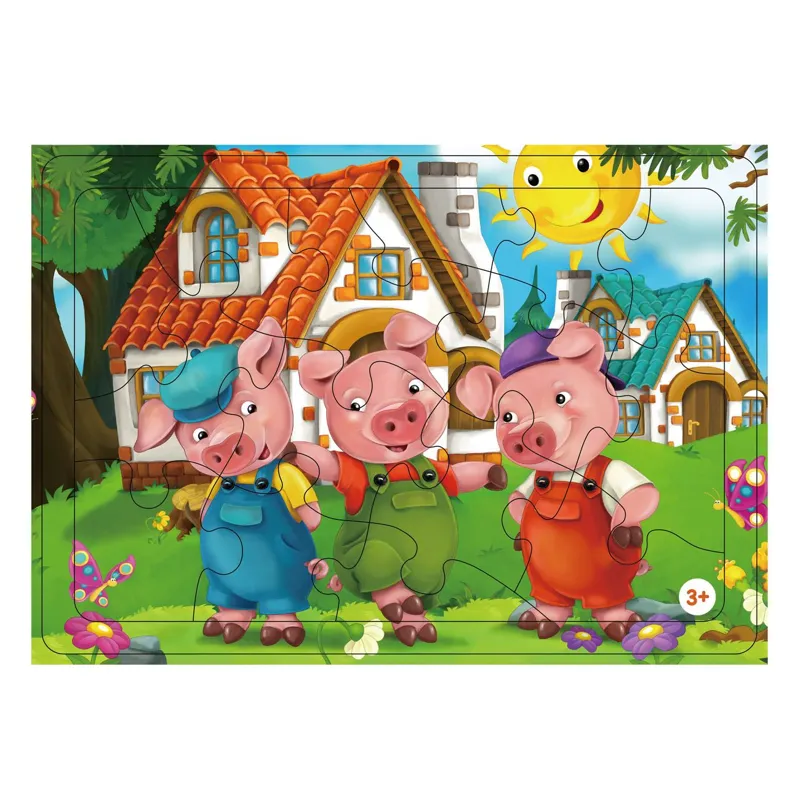 Puzzle Cei Trei Purceluși - Joc Educațional pentru Copii