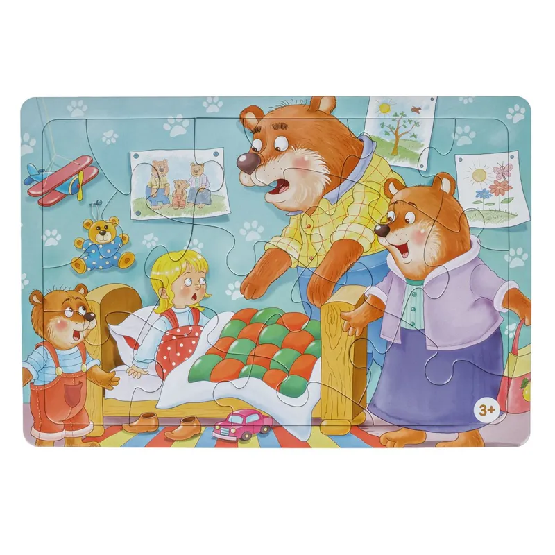 Puzzle Bucle de Aur și Cei Trei Urși, 15 piese, Multicolor