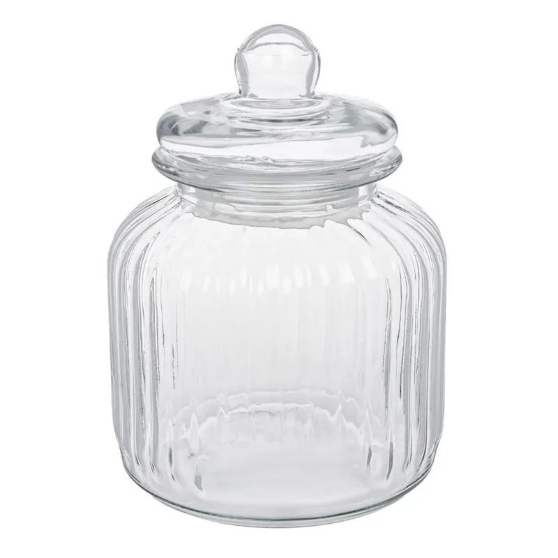 Borcan de Dulciuri Sticlă Transparentă cu Design în Relief