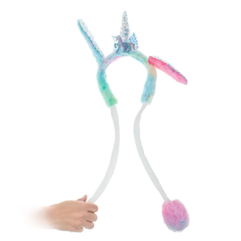 Coroniță de păr Unicorn cu paiete holografice și aripi, Multicolor