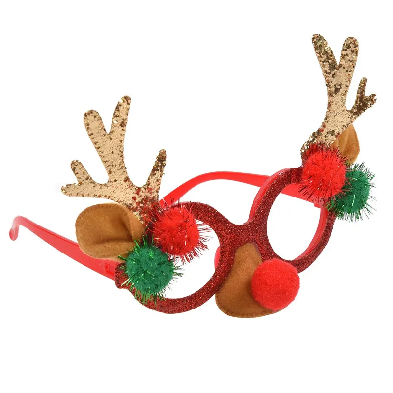 Ochelari Deghizare Crăciun Coarne Cerb Glitter și Nas Roșu Multicolor