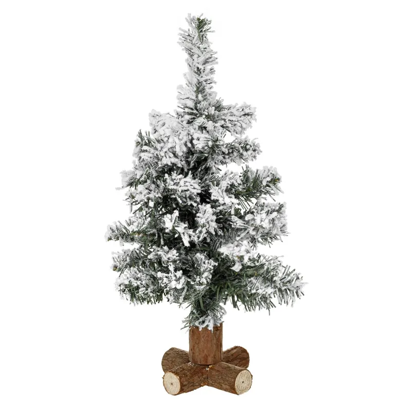 Brad de Craciun pentru Masa, 50 de Ramuri cu Zapada Artificiala, Baza din Lemn, 40cm