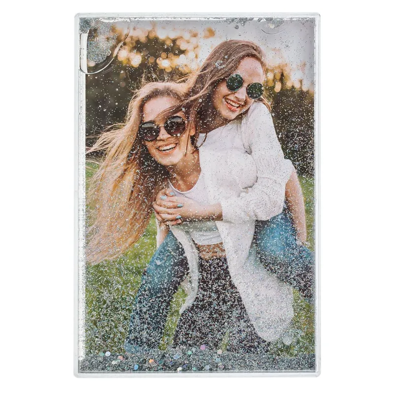 Rama foto decorativa cu apa si confetti, 15.5x10.5 cm, transparenta