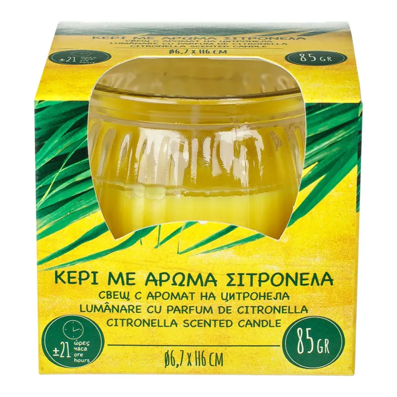 Lumânare cu ulei de citronelă în recipient de sticlă transparentă Ø6.5x6.5cm – poza 4