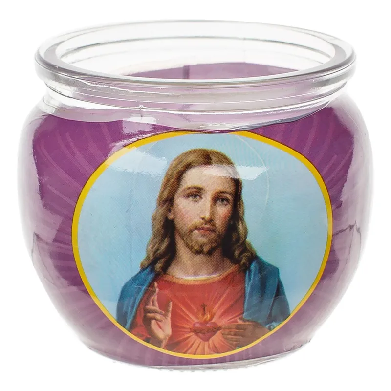 Lumanare decorativă cu aromă de lavandă în recipient de sticlă