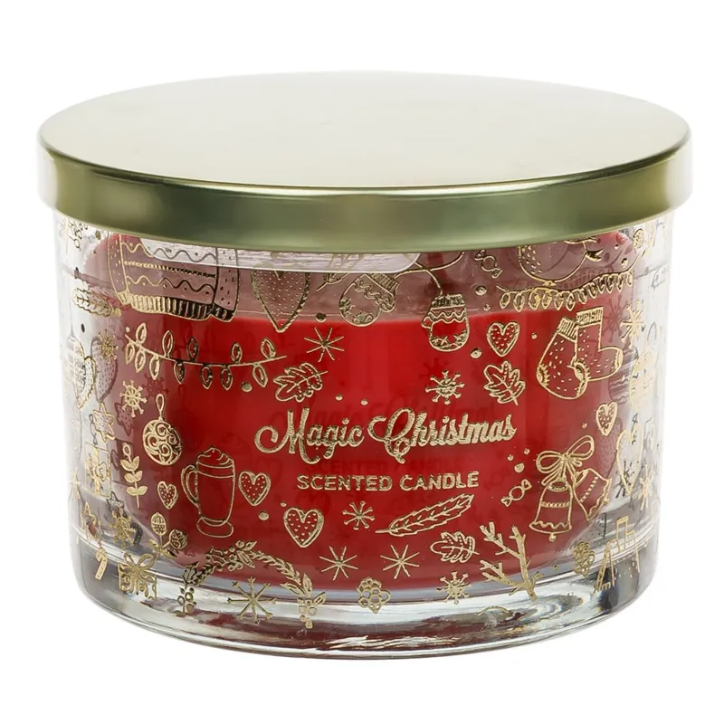 Lumânare Parfum Crăciun Mere și Scorțișoară în Pahar Sticlă