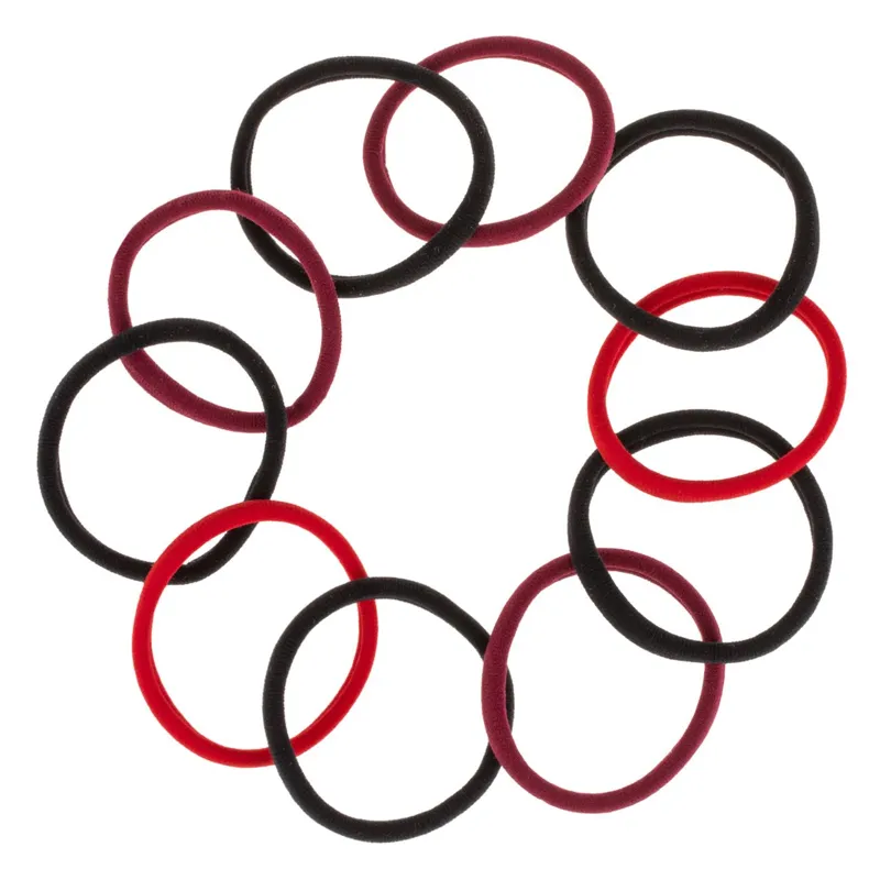 Set 10 Elastice de Par Frotte pentru Femei, Negru, Bordo si Rosu
