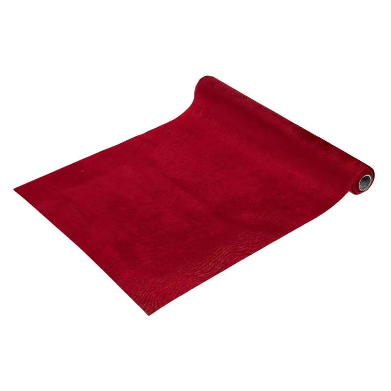 Tesatură Decorativă Crăciun Catifelată Roșu-Auriu 4m x 48cm