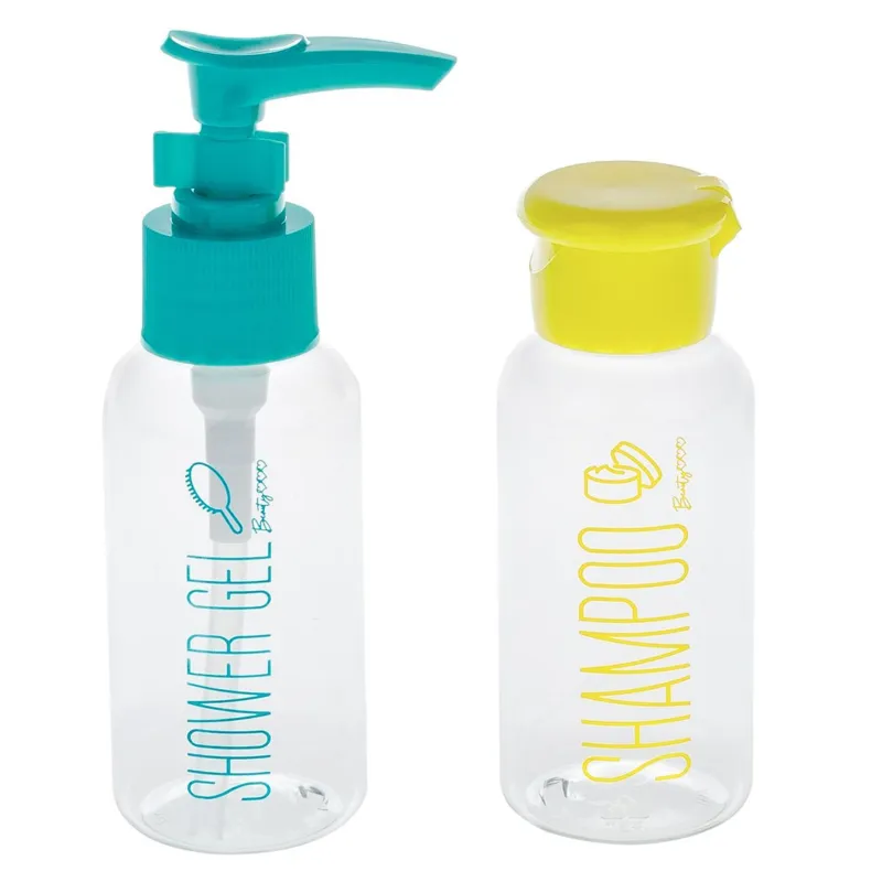 Set Sticle pentru Calatorie Transparente – Gel și Sampon