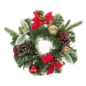 Inel Decorativ de Crăciun cu Frunze și Globuri Ø25cm