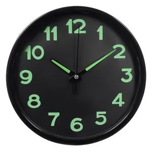 Ceas de perete decorativ negru luminescent Ø20cm