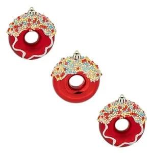 Ornamente Brad de Craciun – Gogoase Rosii cu Glitter Holografic