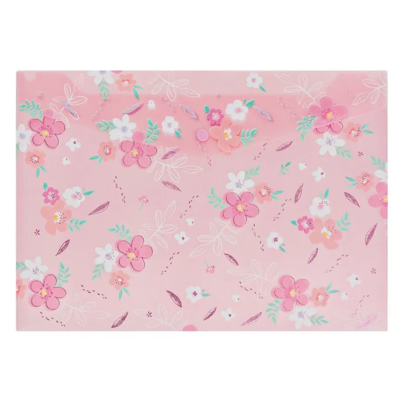 Mapa cu Capsa Roz Flori Glitter 33x23,6cm