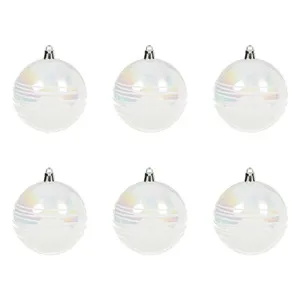 Set Globuri de Craciun Albe Irizate Mate cu Glitter pentru Decor