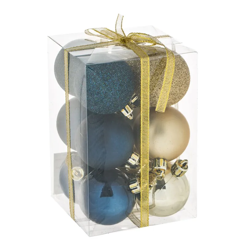 Set Globuri de Craciun Albastre Aurii Glitter Ø5cm - 12 buc