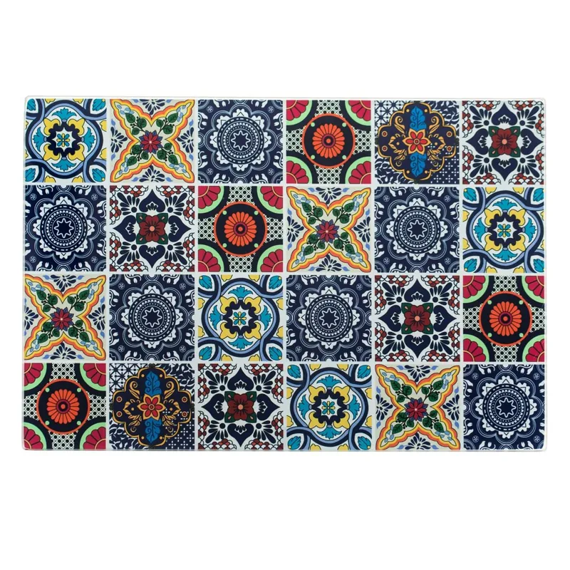 Tocător din Sticlă Incasabil, Model Tiles Color, 30x20cm