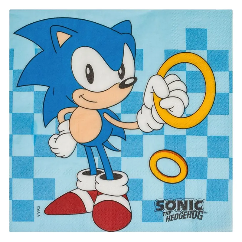 Șervețele de masă petrecere cu personaj Sonic albastru 33x33cm