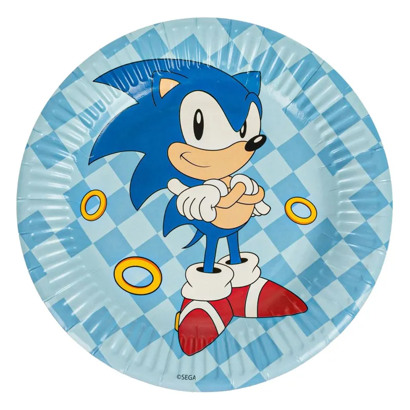 Set farfurii carton tematic Sonic, 6 bucăți, 18cm