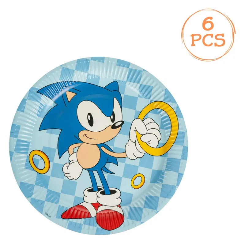 Set farfurii carton temat Sonic pentru petreceri, 6 bucăți