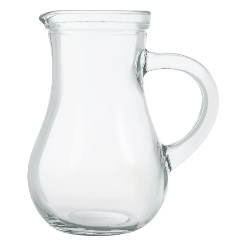 Carafa din sticlă transparentă cu maner pentru apă și băuturi