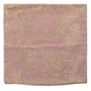 Fată de pernă decorativă de iarnă, Chenille, Roz, Model Frunze, 45x45cm