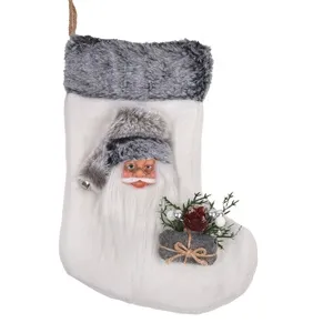 Cizma Decorativa de Craciun Gri Alba 3D cu Cadou pentru Brad