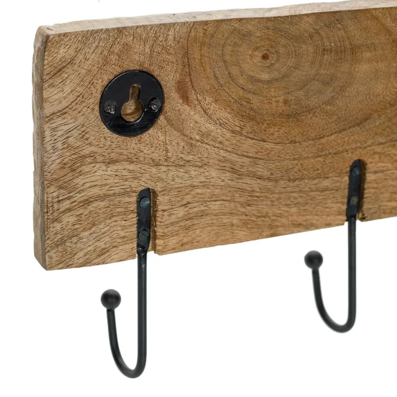 Cuier de perete din lemn sculptat manual, 5 carlige, 50x10x1.5cm – poza 4
