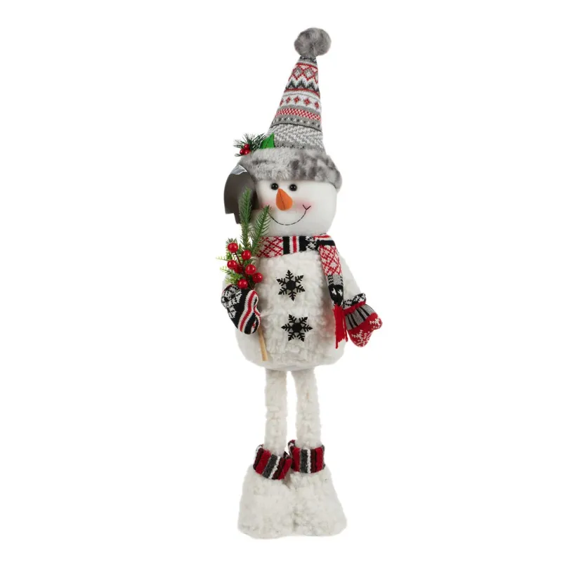 Figurina Decorativă Om de Zăpadă Crăciun 75cm Alb Gri Metal