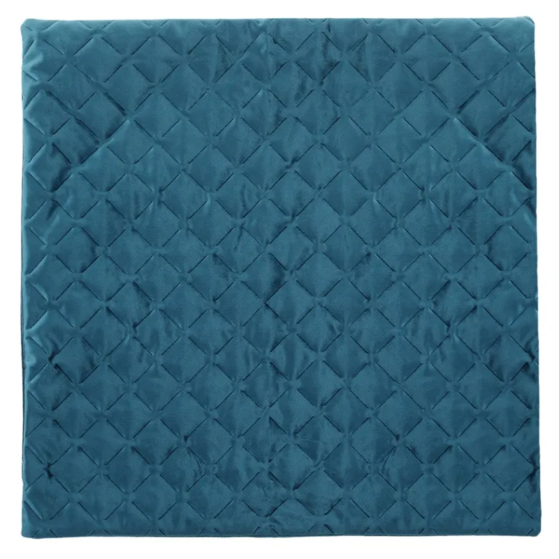 Fată de pernă decorativă velvet albastră, model relief romburi, 45x43 cm