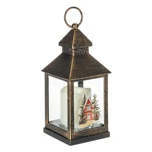 Felinar Suspendabil Decorativ Bronz cu LED și Lumanare