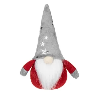 Figurina Decorativa de Crăciun Gnome cu Caciulă Gri Rosie Alba Stele