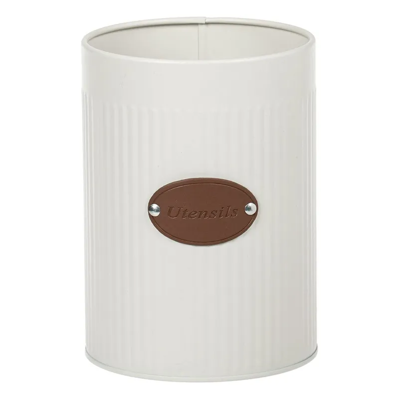 Suport Metalic Rotund pentru Ustensile de Gatit - Design Ecru