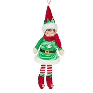Figurina Decorativă de Crăciun Spiridus cu Fular și Haină Verde