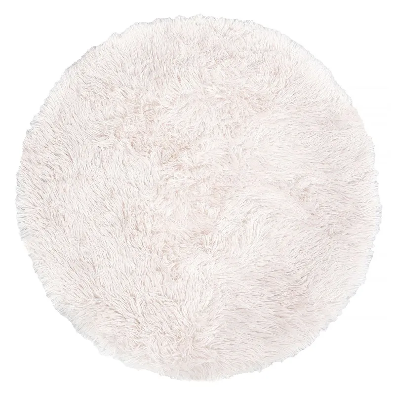 Covoraș decorativ rotund din imitație de blană shaggy, ecru, Ø70 cm