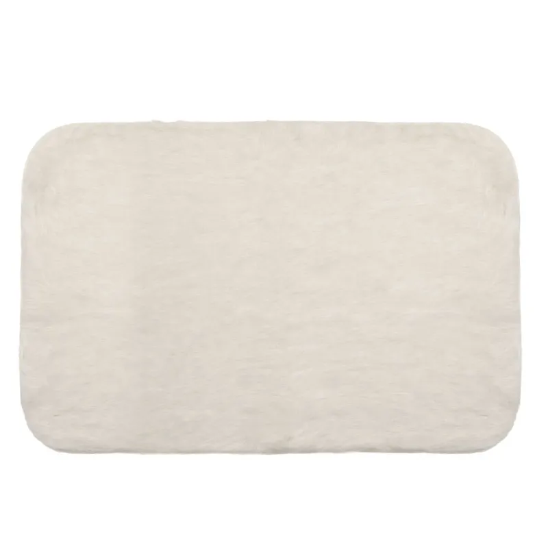 Covoras Decorativ din Imitatie de Blana, Ecru, 120x80 cm, Antiderapant