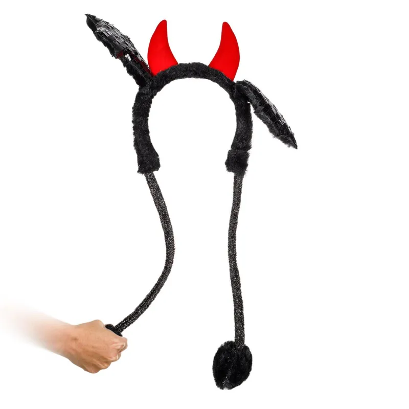 Coroniță Diavol cu Urechi în Mișcare Roșu/Negru pentru Costume