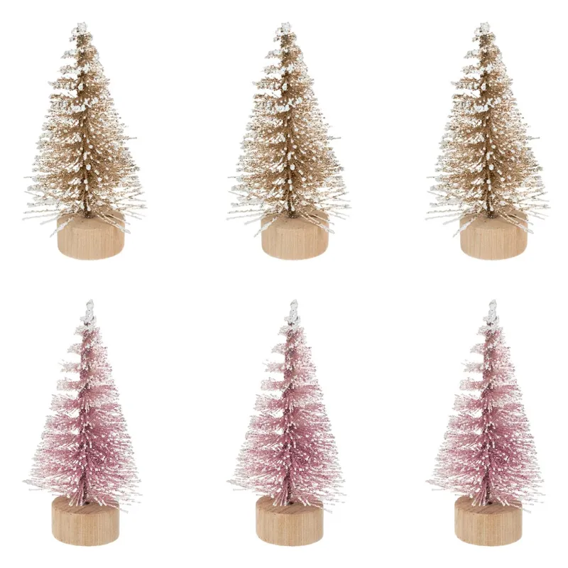 Set Brazi Decorativi Crăciun Glitter Roz Bej Șampanie 7cm
