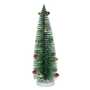 Brad Decorativ Verde cu Globuri și Glitter de Crăciun 40cm