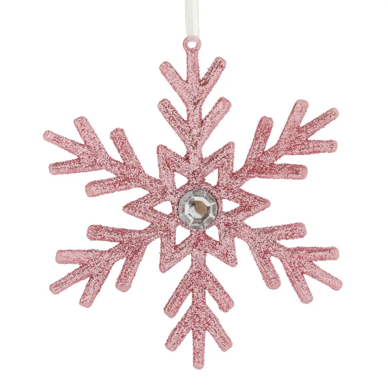 Ornament Brad de Crăciun cu Glitter Roz și Strass pentru Decor