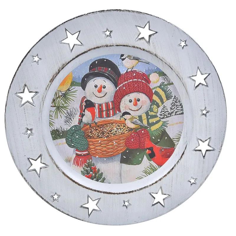 Platou Decorativ Crăciun Om de Zăpadă Plastic cu Stele
