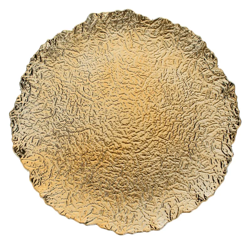 Platou Decorativ Crăciun Auriu Relief Asimetric Plastic 40x3cm