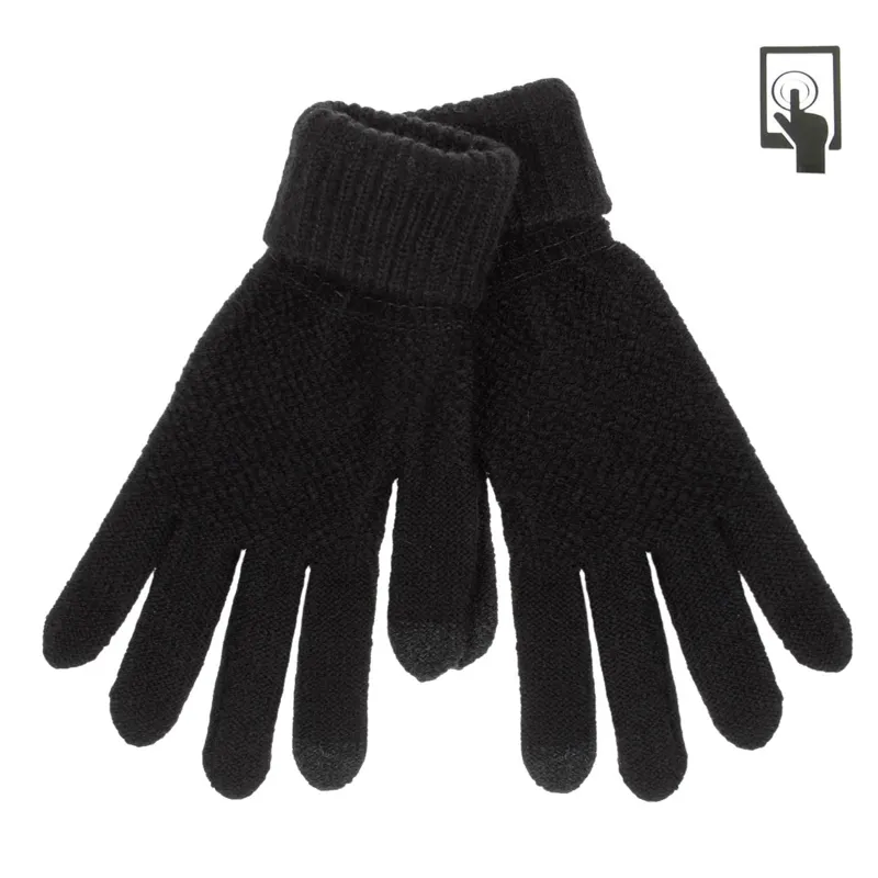 Manusi dama cu tesatura reliefata, compatibile cu ecrane tactile, Negre - 1 pereche
